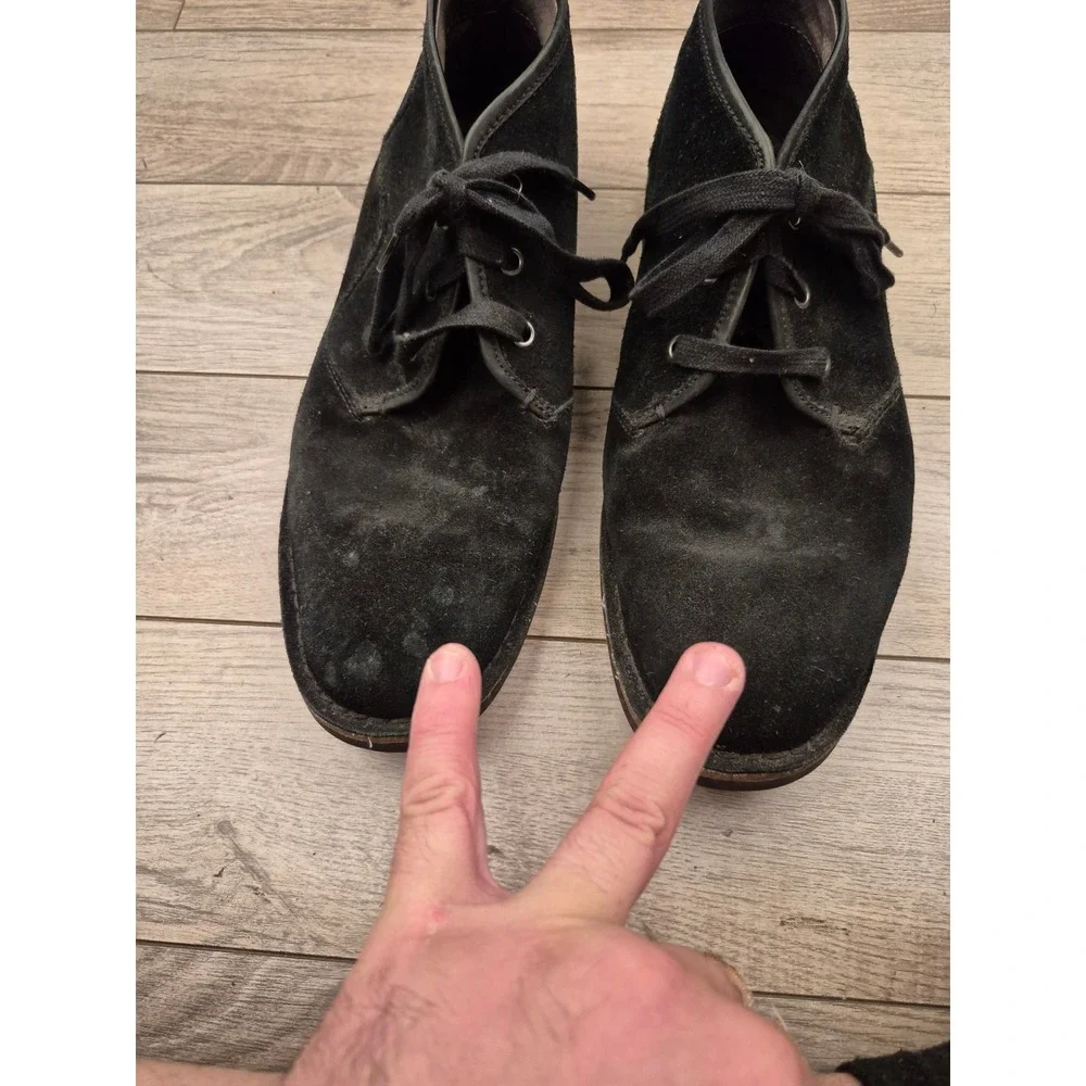 John Varvatos USA Mens Black Suede Chukka Desert Boots Peace Sign Sole Sz 10 M